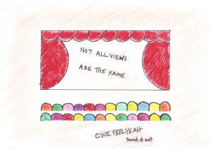 Yes, I really did hand-draw this whimsical movie theater (that’s what it’s supposed to be, anyway). The drawing is not, contrary to popular belief, the artwork of a 5th grader.